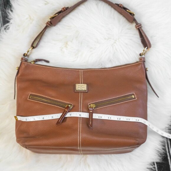 DOONEY & BOURKE BROWN BRASS ALL WEATHER LEATHER HOBO BAG - Picture 4 of 11